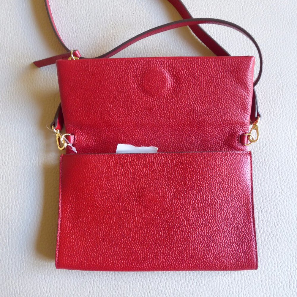 NORDSTROM GENUINE LEATHER CROSSBODY BAG, W 8.5" X H 5.5"X D 0.5", NEW - Picture 3 of 11